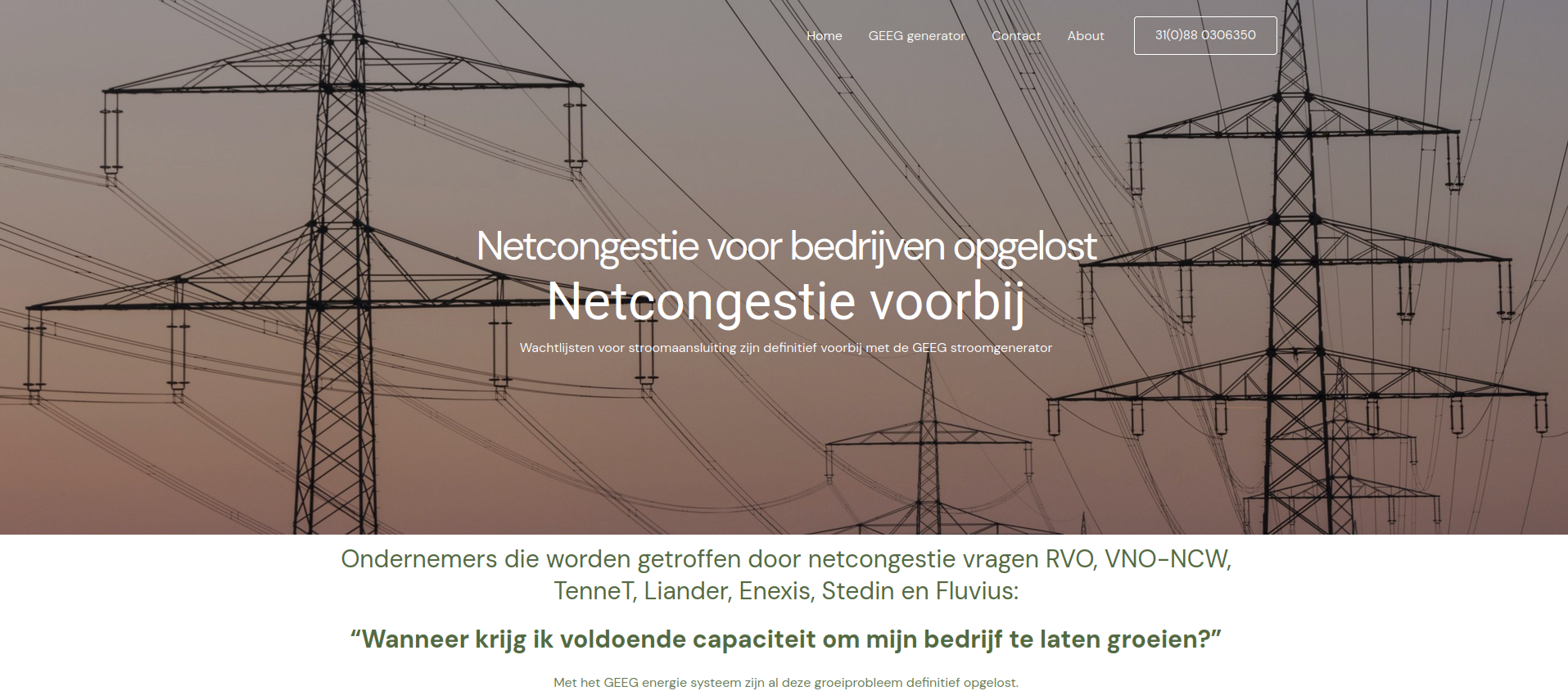GEEG generator oplossing netcongestie